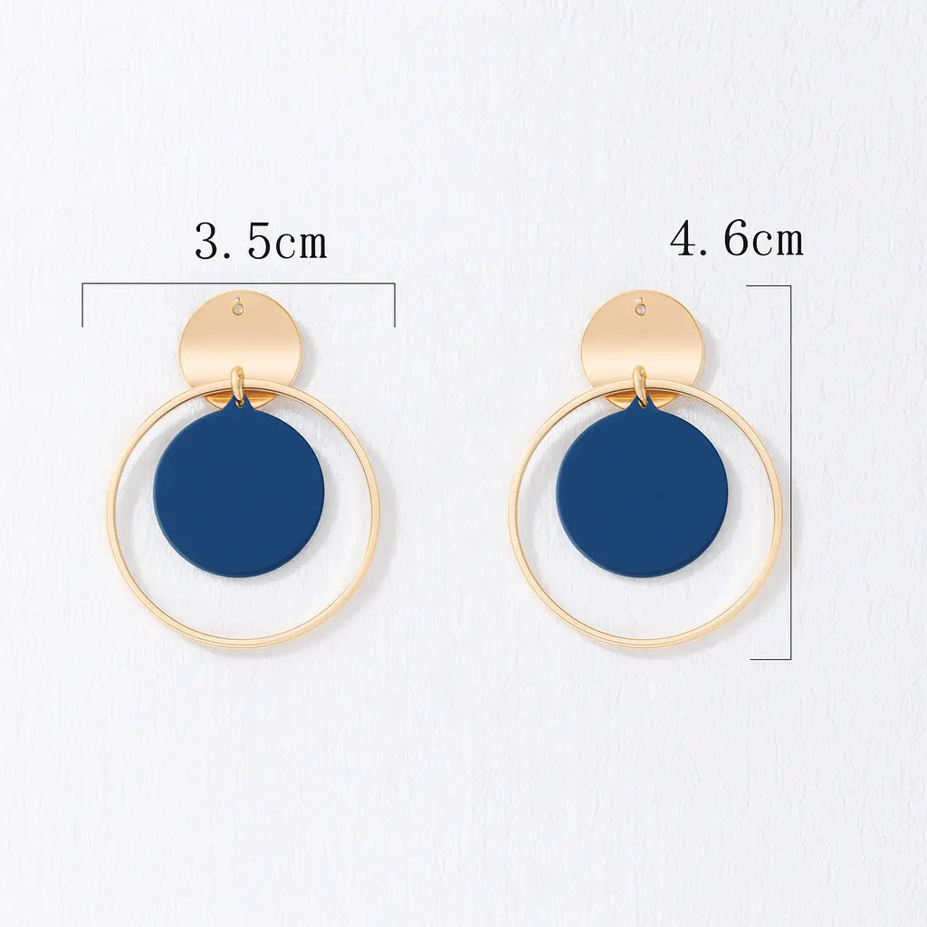Boucles d’oreilles pendantes rondes – Noir et Bleu UMII