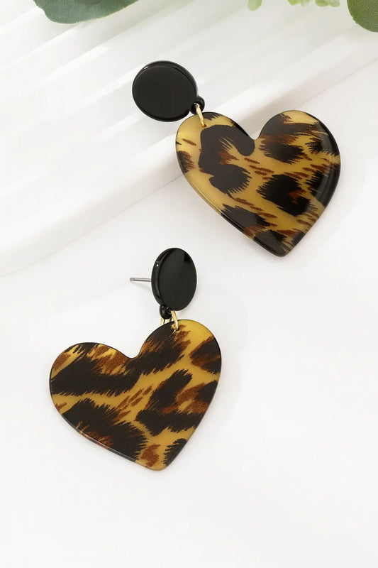 Boucles d’oreilles cœur – Imprimé Léopard Vintage UMII