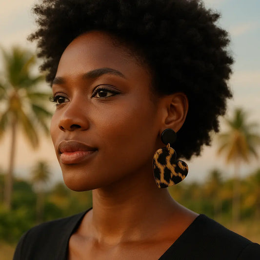 Boucles d’oreilles cœur – Imprimé Léopard Vintage UMII