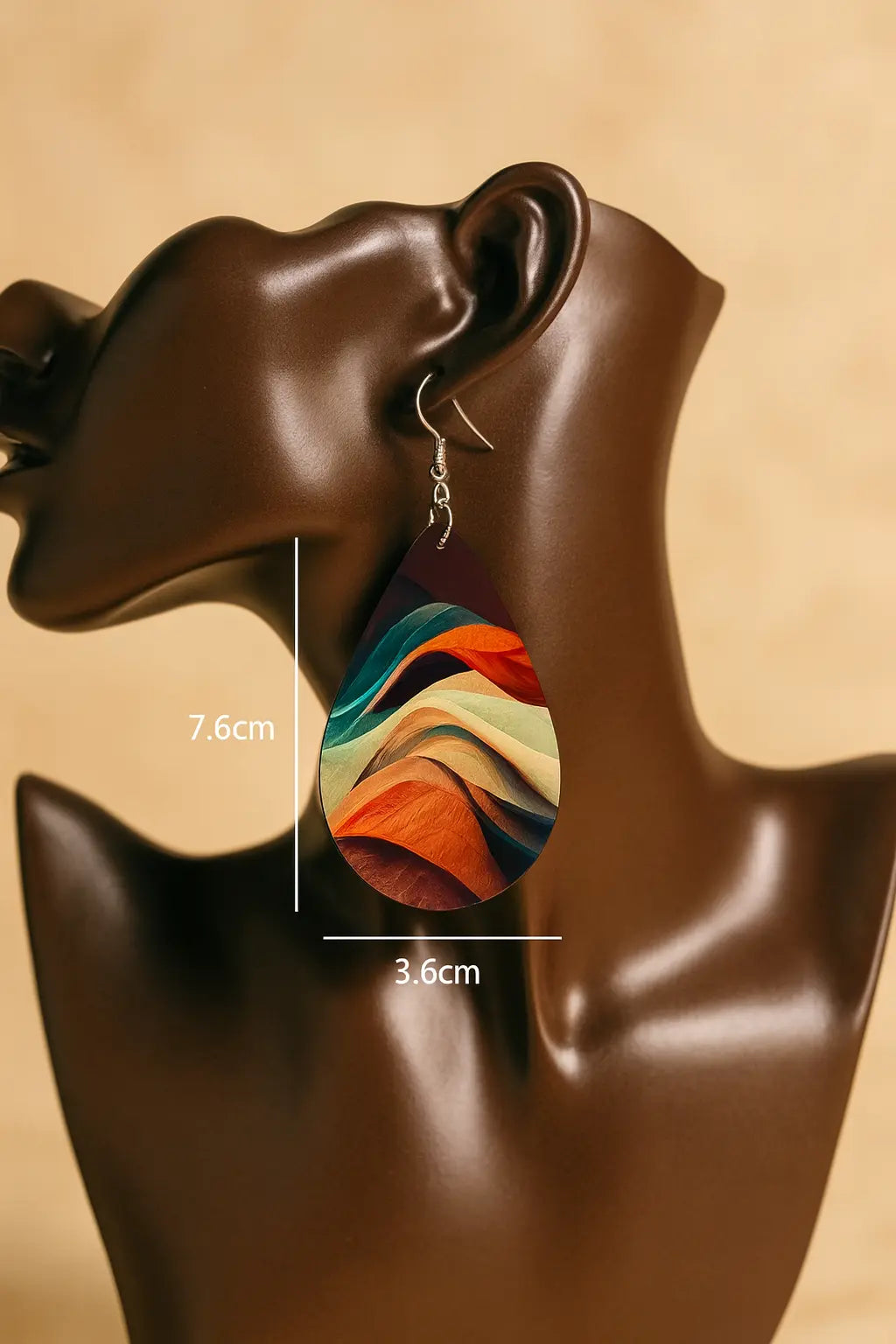 Boucles d’oreilles goutte en bois – Imprimé arc-en-ciel UMII