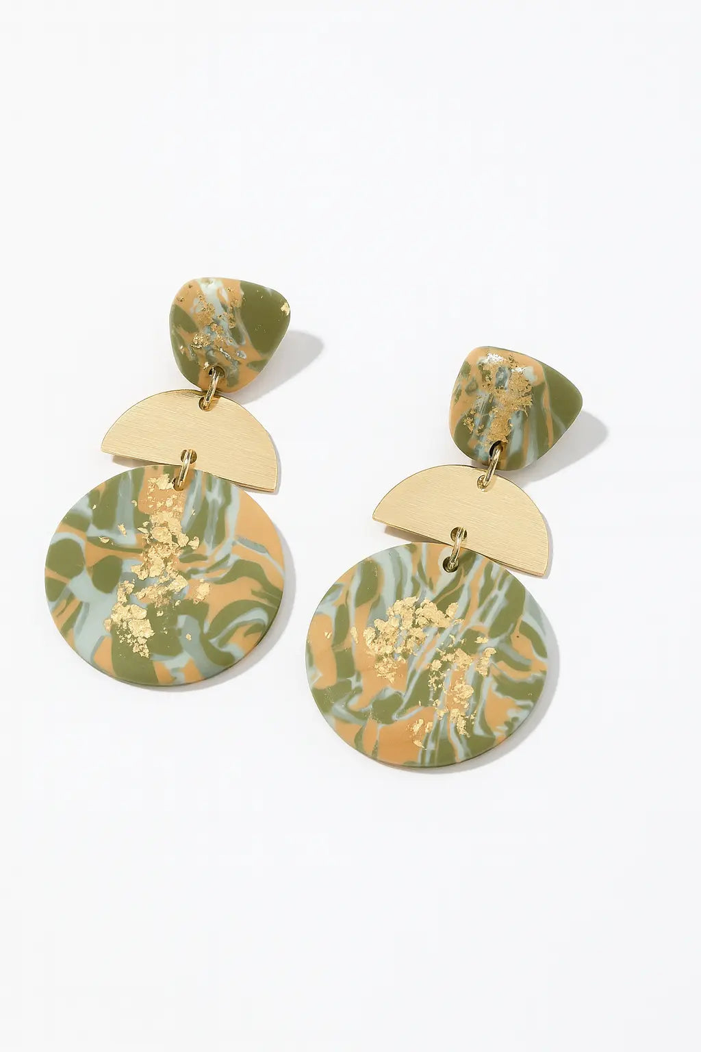 Pendants d’oreilles ronds demi-cercle – Doré & Multicolore UMII