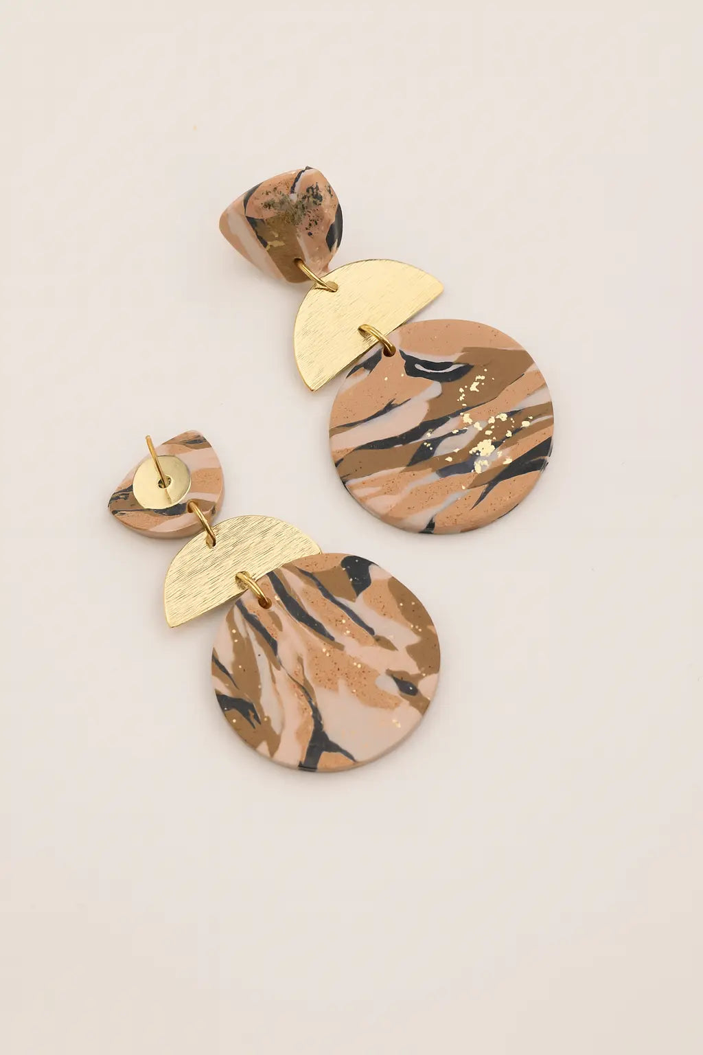 Pendants d’oreilles ronds demi-cercle – Doré & Multicolore UMII