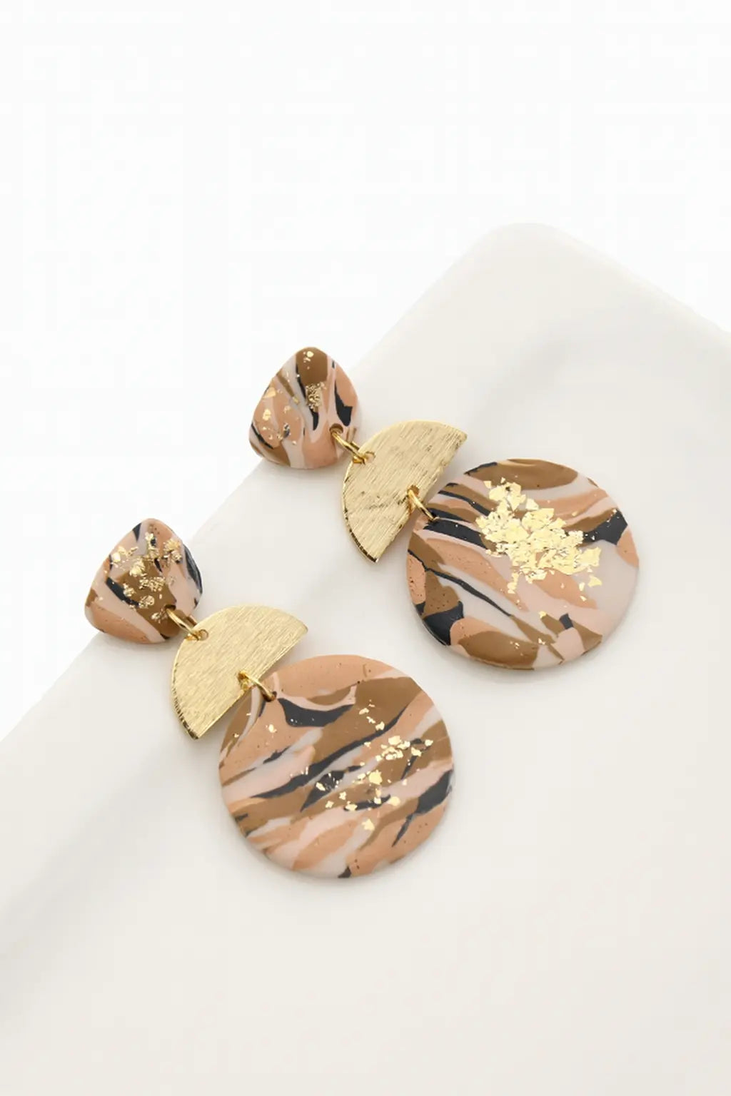 Pendants d’oreilles ronds demi-cercle – Doré & Multicolore UMII