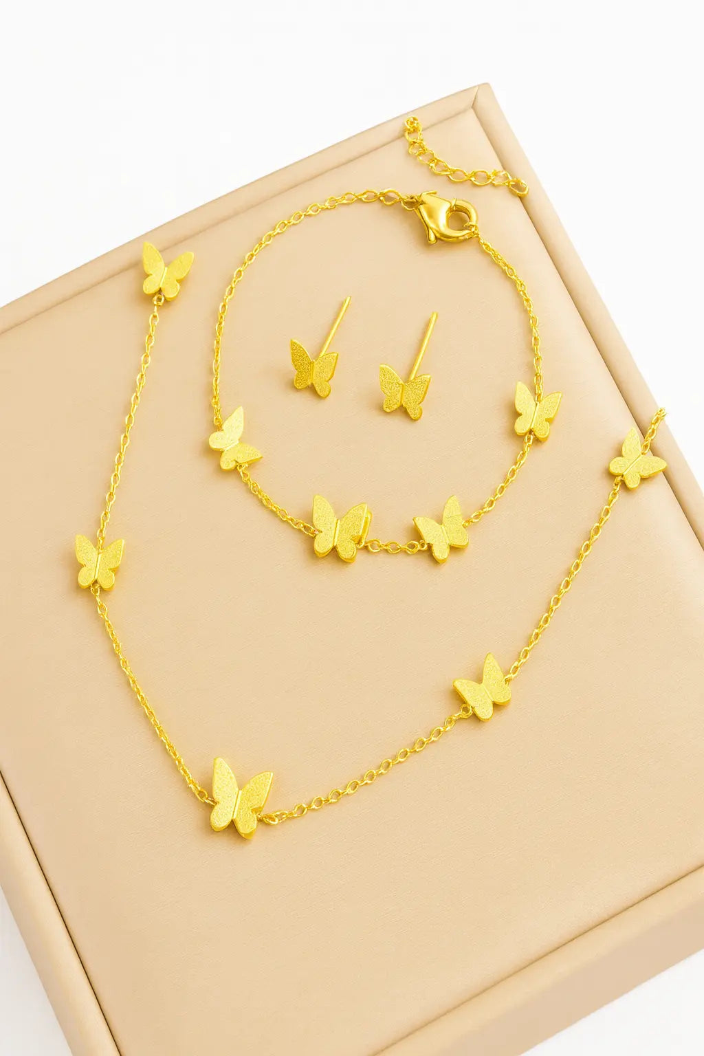 Parure de bijoux papillon plaquée or – Acier inoxydable UMII