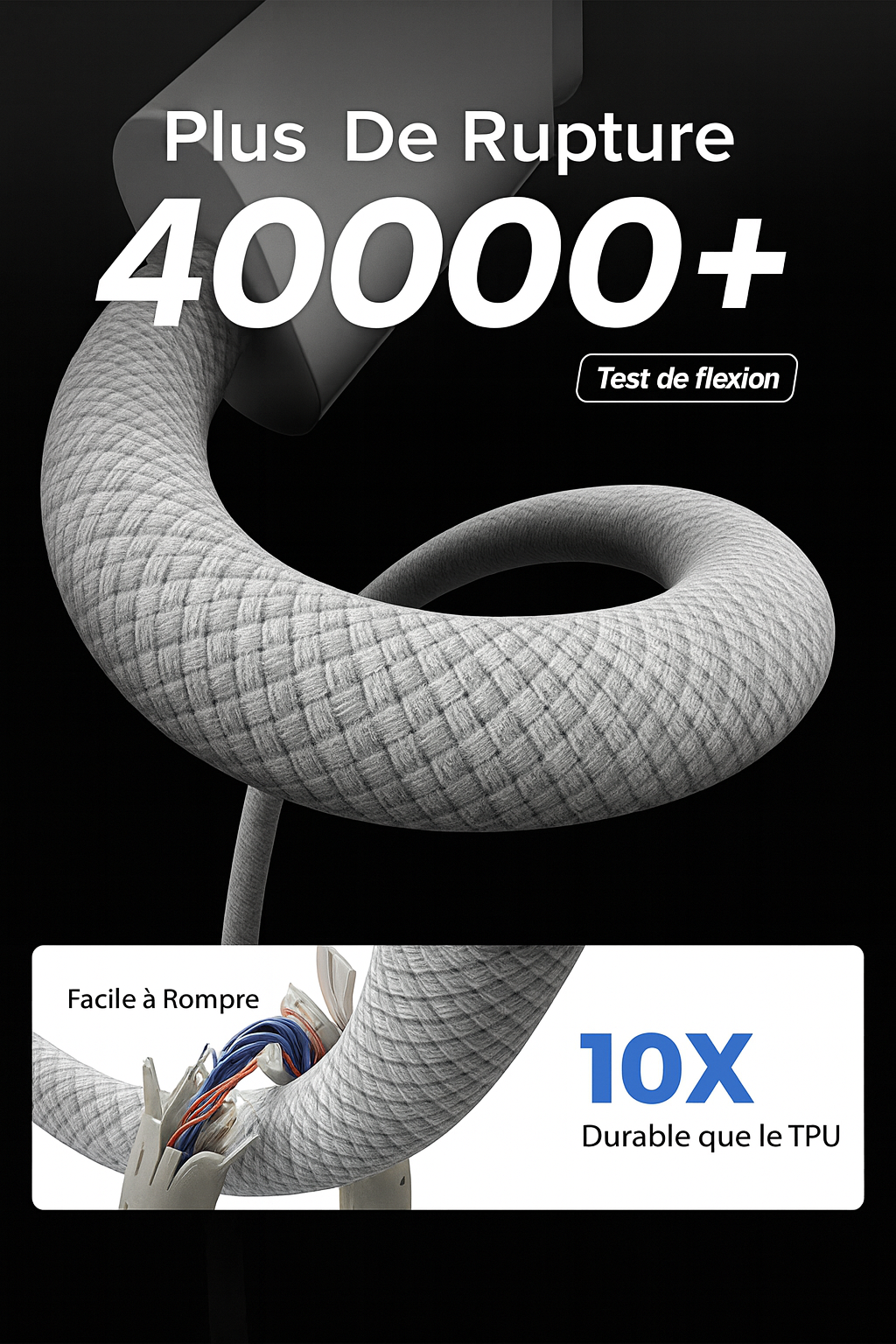 Câble USB-C 60W Tressé – Charge Rapide