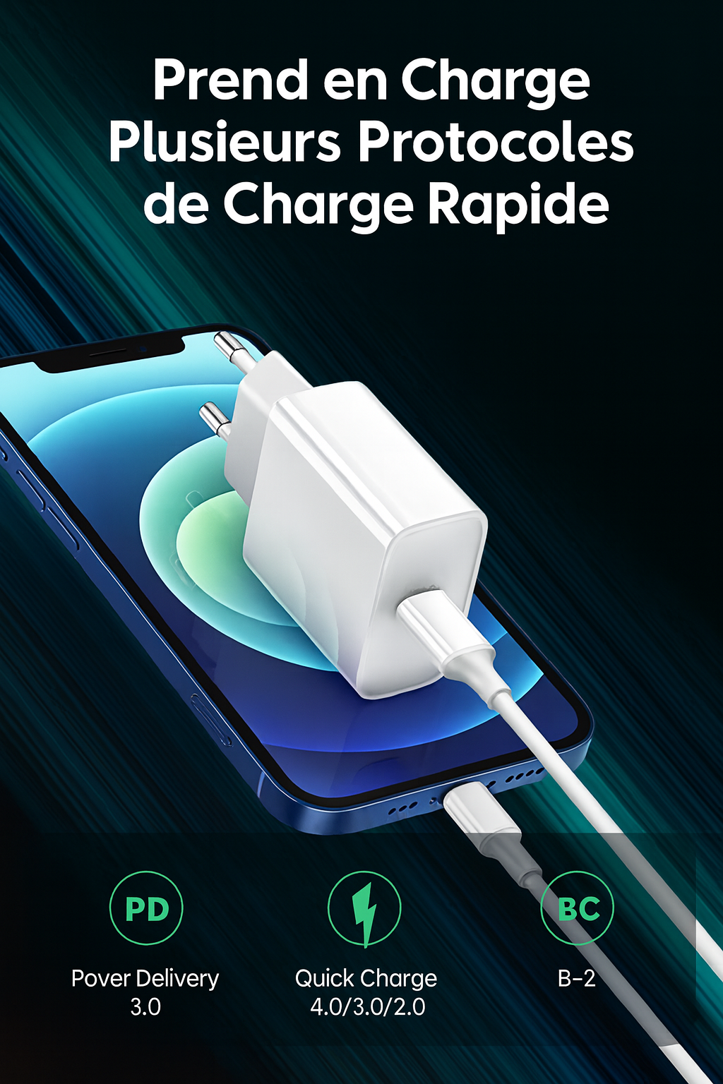 Chargeur Rapide PD 35W + Câble USB-C vers USB-C