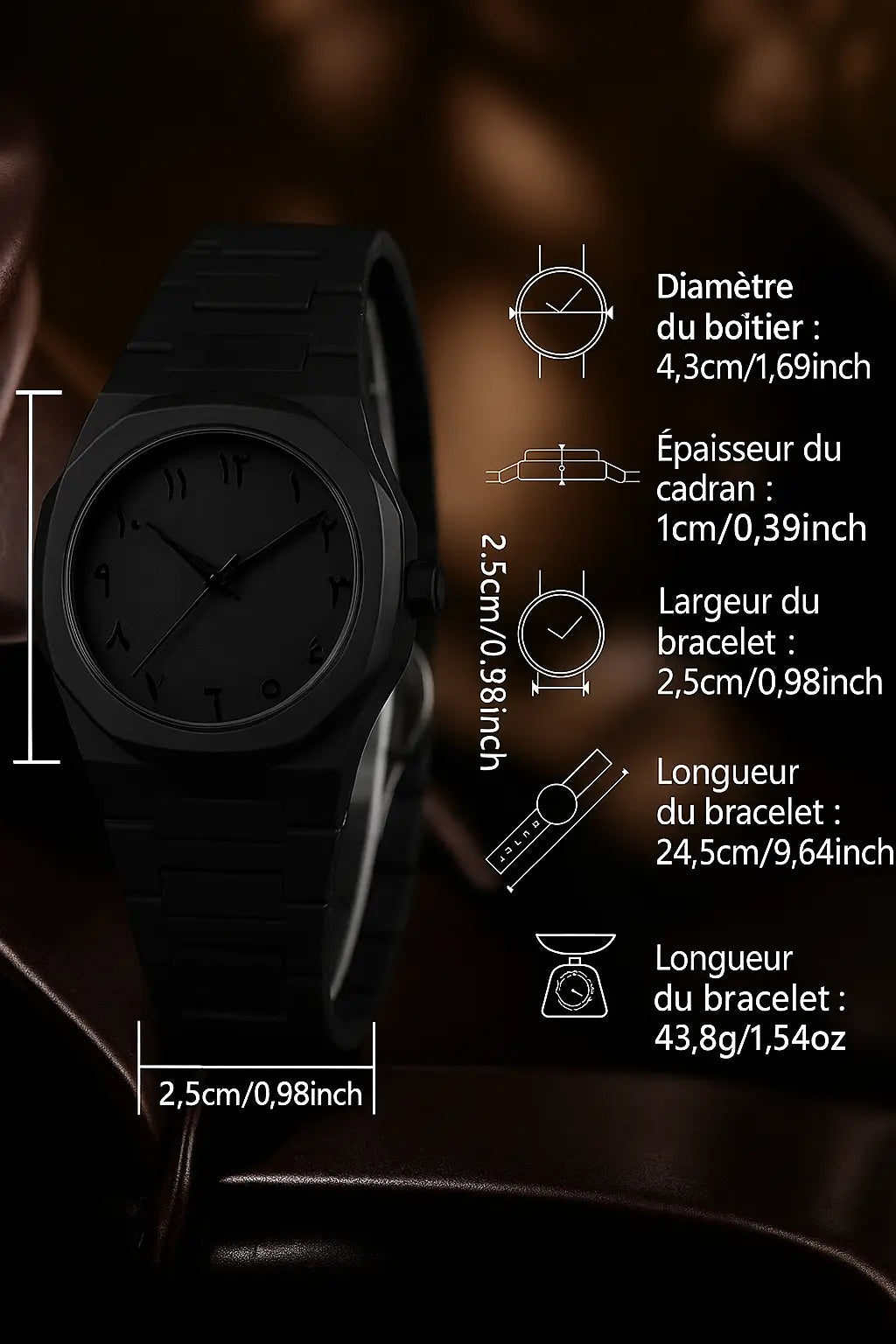 Montre Homme – Full Black Minimaliste UMII