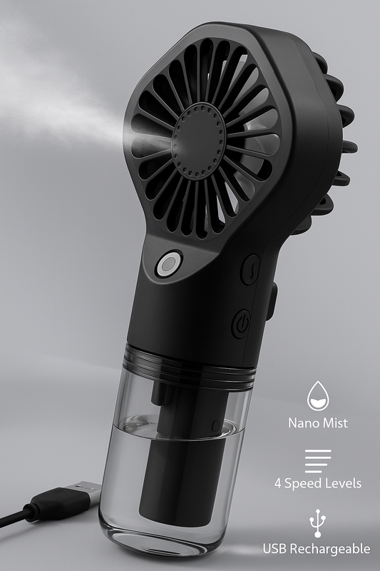 Ventilateur Humidificateur Portable Noir – USB Rechargeable