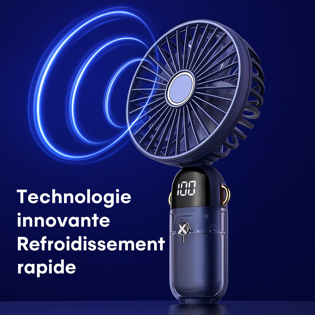 Mini Ventilateur Portatif Silencieux – Couleur Bleu