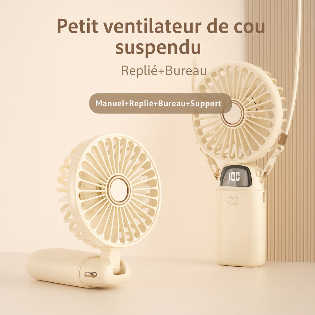 Mini Ventilateur Portatif Silencieux – Couleur Beige