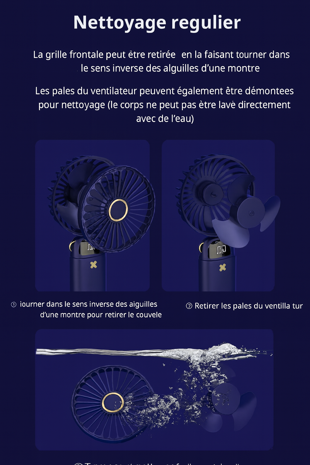 Mini Ventilateur Portatif Silencieux – Couleur Bleu