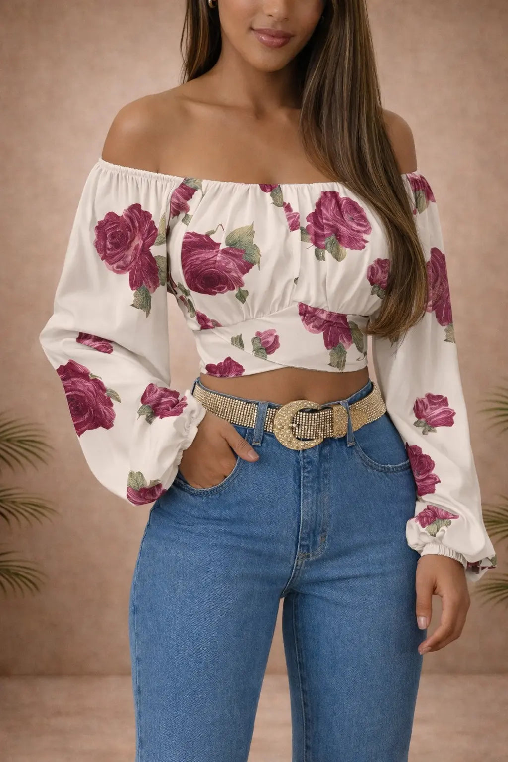 Chemisier femme manches longues – col bateau épaules dénudées UMII