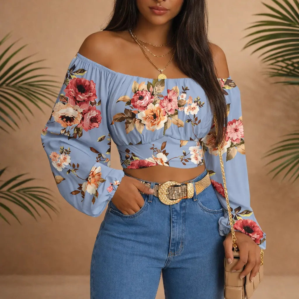 Chemisier femme manches longues – col bateau épaules dénudées UMII