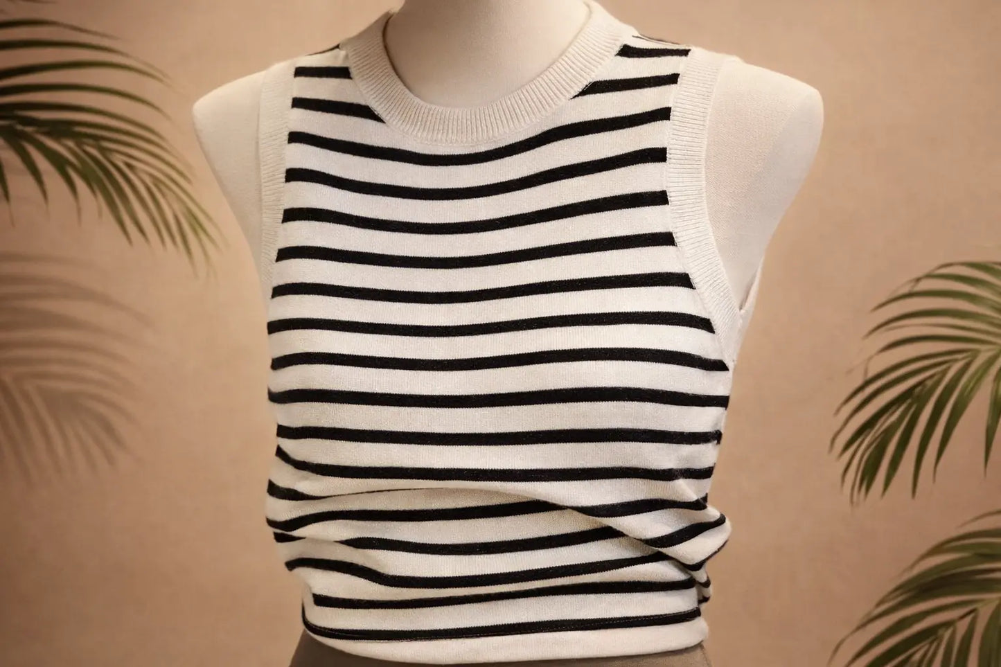 Débardeur femme rayé en viscose – col rond UMII