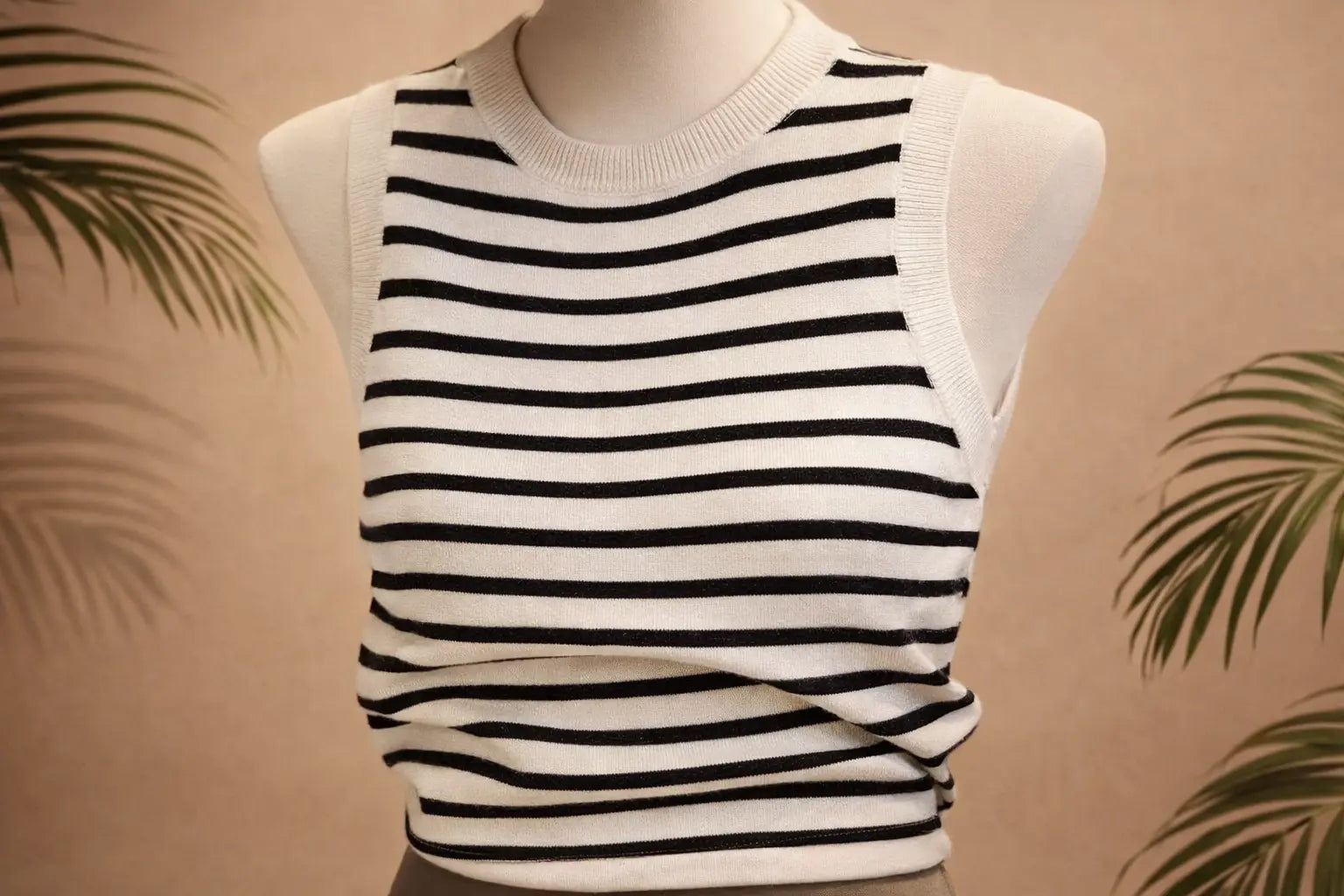 Débardeur femme rayé en viscose – col rond UMII