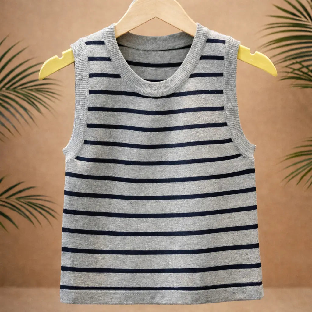 Débardeur femme rayé en viscose – col rond UMII