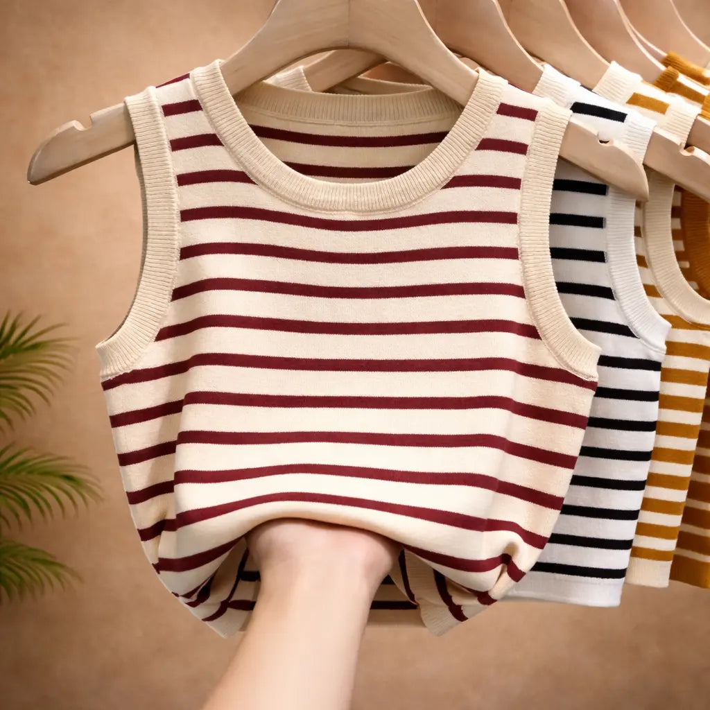 Débardeur femme rayé en viscose – col rond UMII