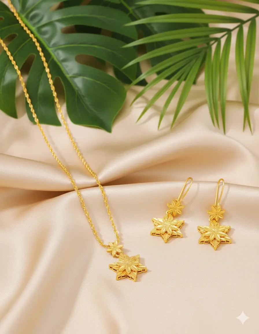 Parure Fleur Orientale – Plaqué Or 22K UMII