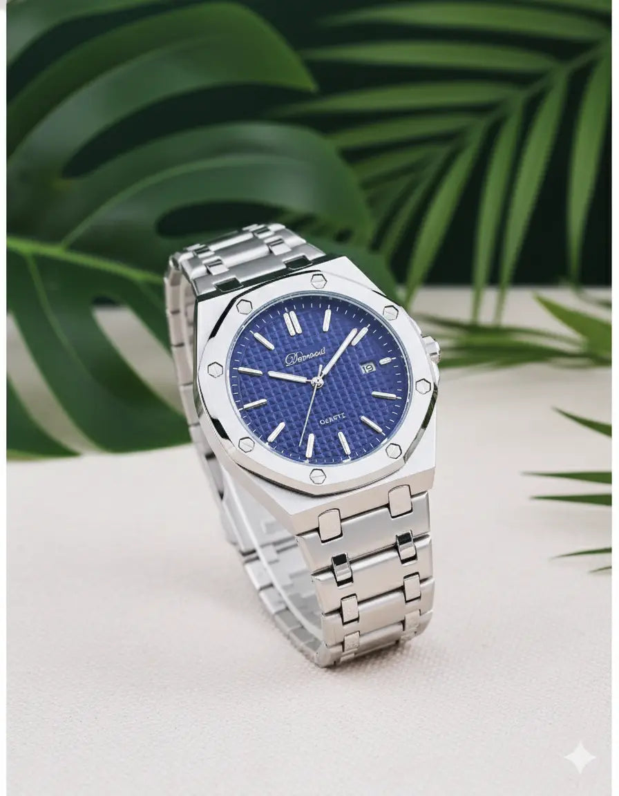 Montre Homme DENVOSI – Acier Inoxydable, Cadran Vert, Quartz & Affichage Date UMII