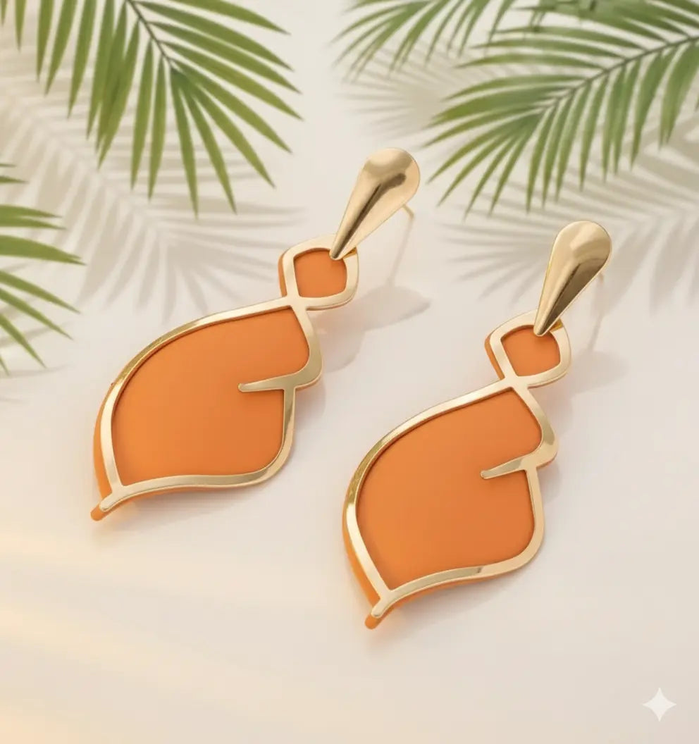 Boucles d’Oreilles à Goutte Orange – Élégantes & Uniques UMII