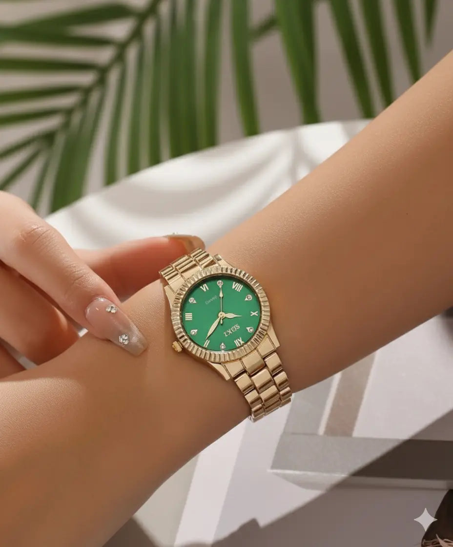 Set Bijoux Femme Luxe – Montre + Bracelet + Collier + Bague + Boucles d’oreilles UMII