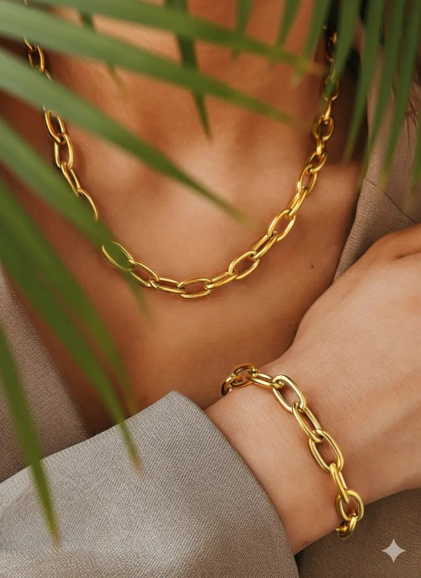 Ensemble Chaîne Épaisse en Acier Inoxydable – Aomogo (2 pièces) UMII