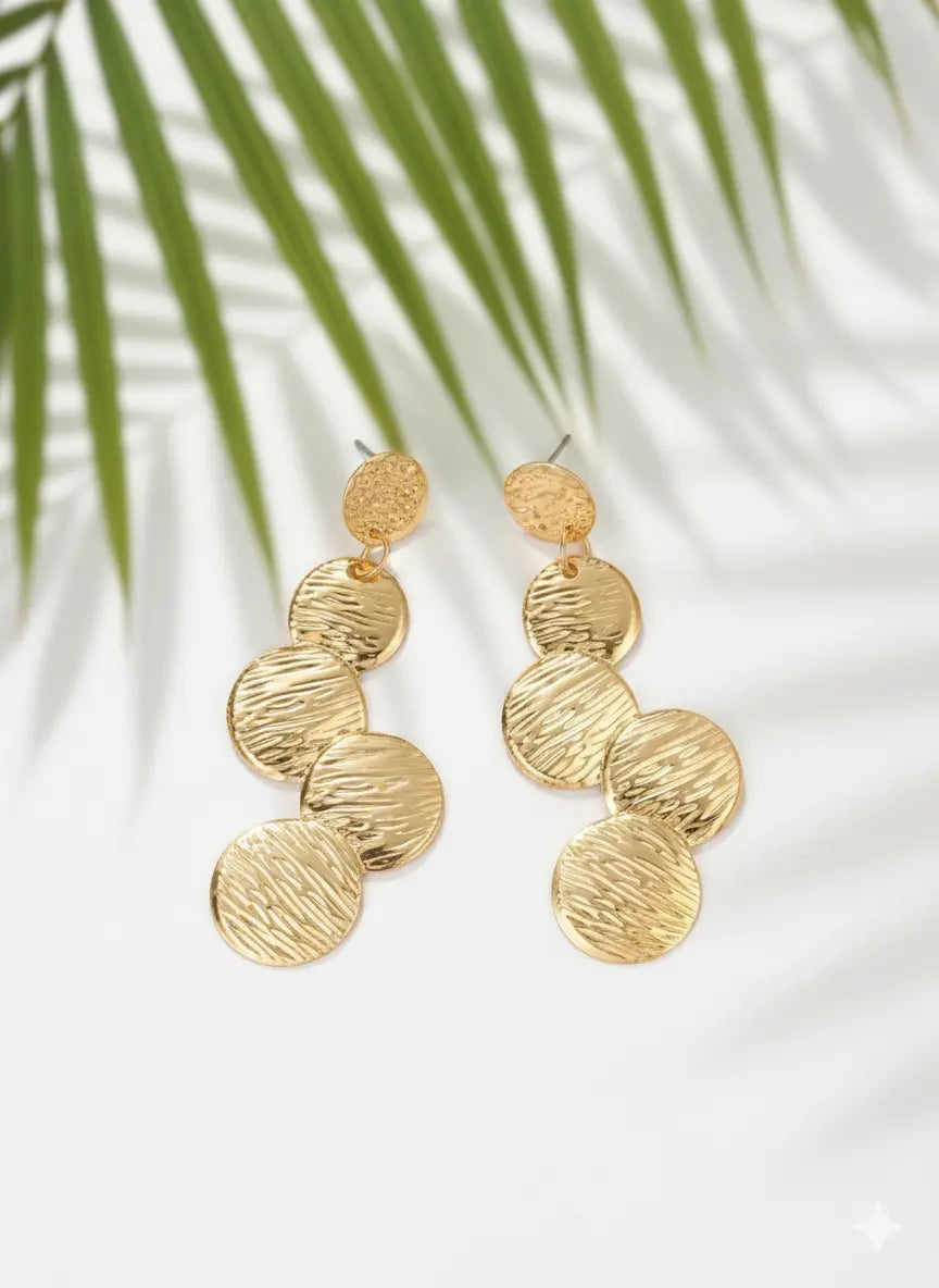 Lot de 3 paires de boucles d’oreilles dorées – Feuille & Cercles UMII