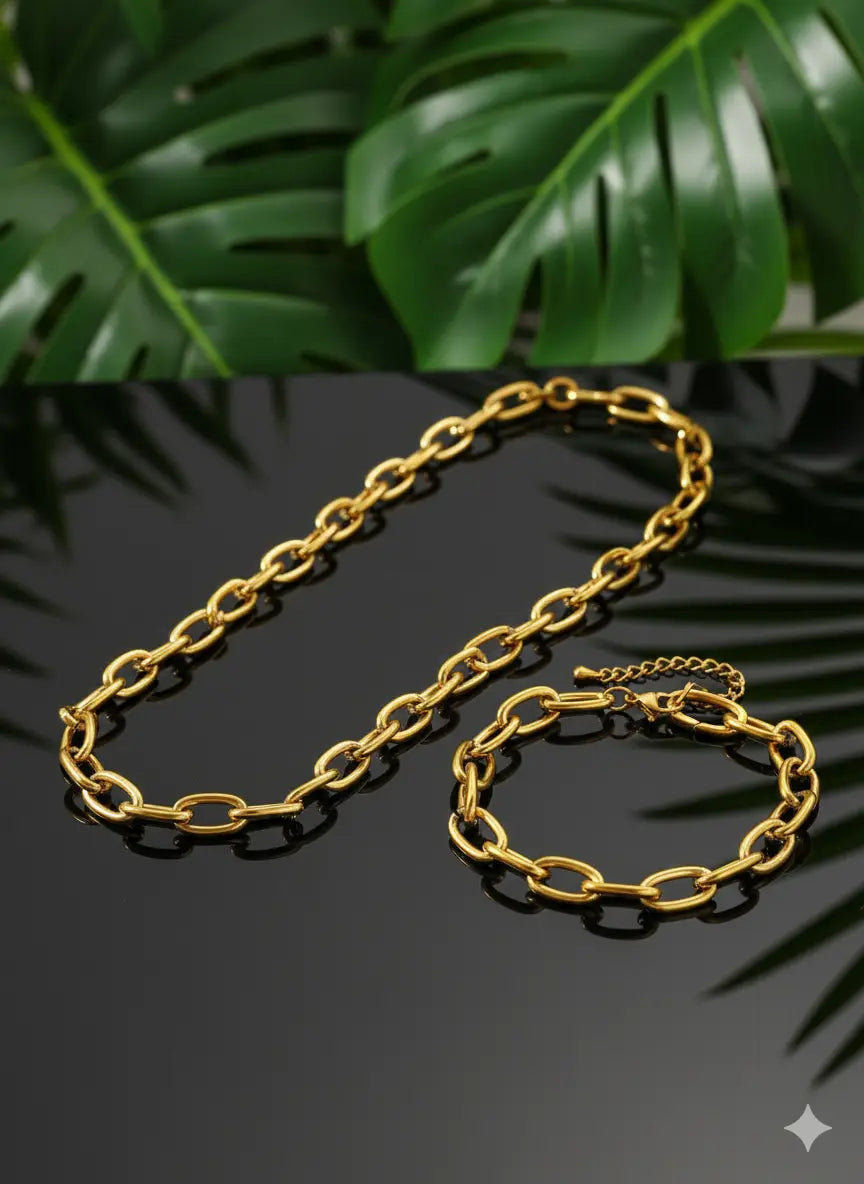 Ensemble Chaîne Épaisse en Acier Inoxydable – Aomogo (2 pièces) UMII