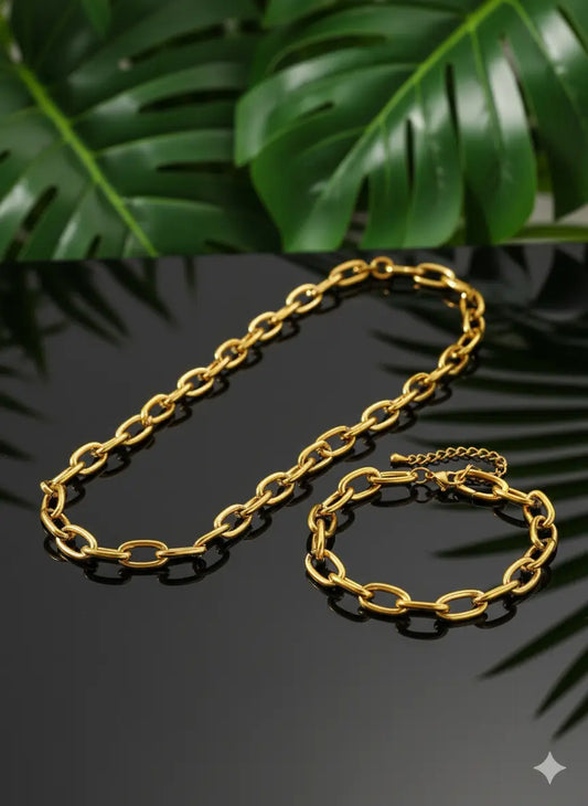 Ensemble Chaîne Épaisse en Acier Inoxydable – Aomogo (2 pièces) UMII