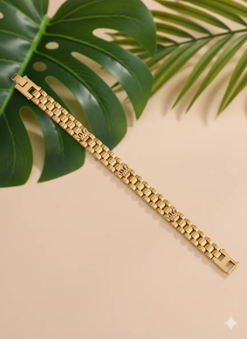 Bracelet Homme Acier Inoxydable – Design Trois Couronnes (L 20 cm) UMII