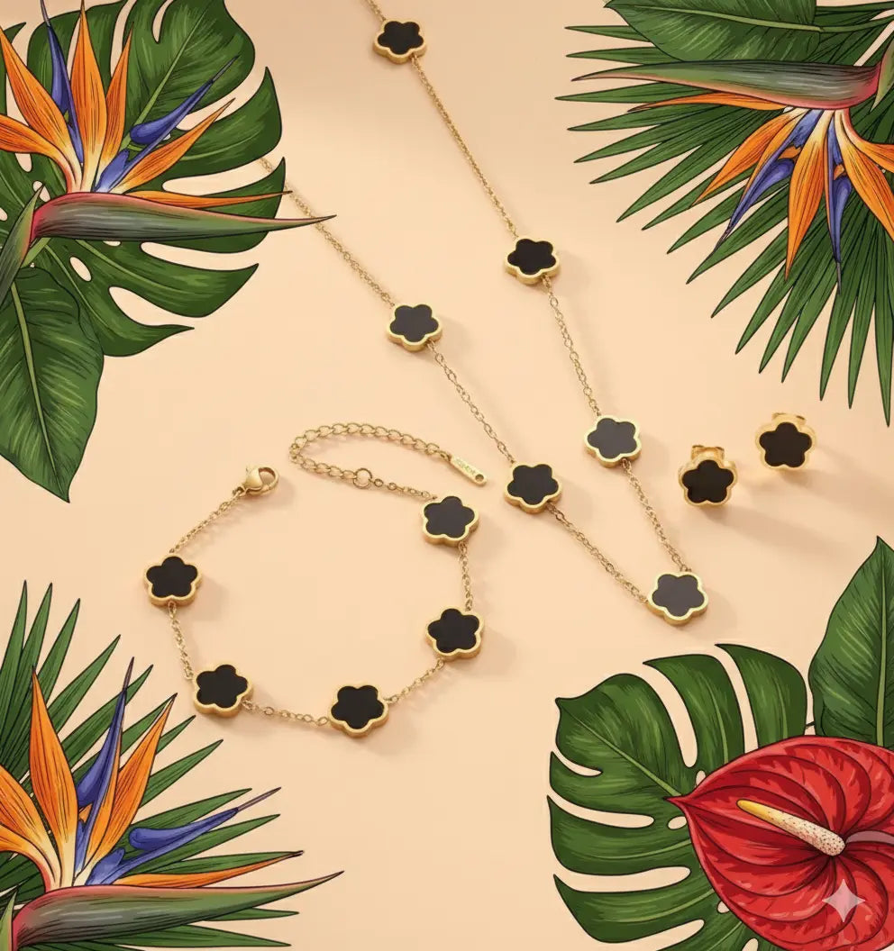 Parure en acier inoxydable – Fleur à 5 pétales UMII