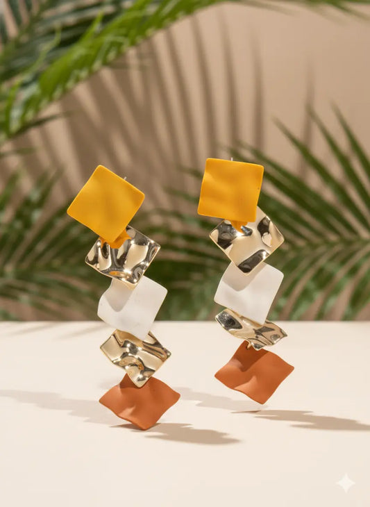 Boucles d’oreilles géométriques carrées – Style moderne UMII