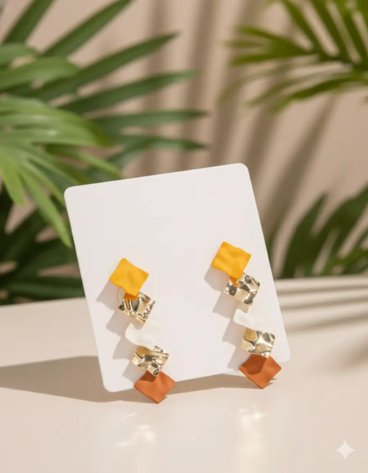 Boucles d’oreilles géométriques carrées – Style moderne UMII