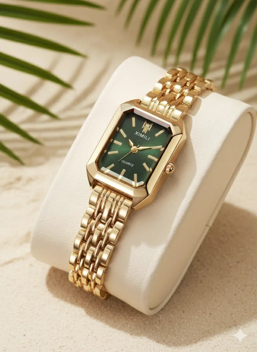 Montre Femme Élégante – Cadran Carré & Bracelet Acier UMII