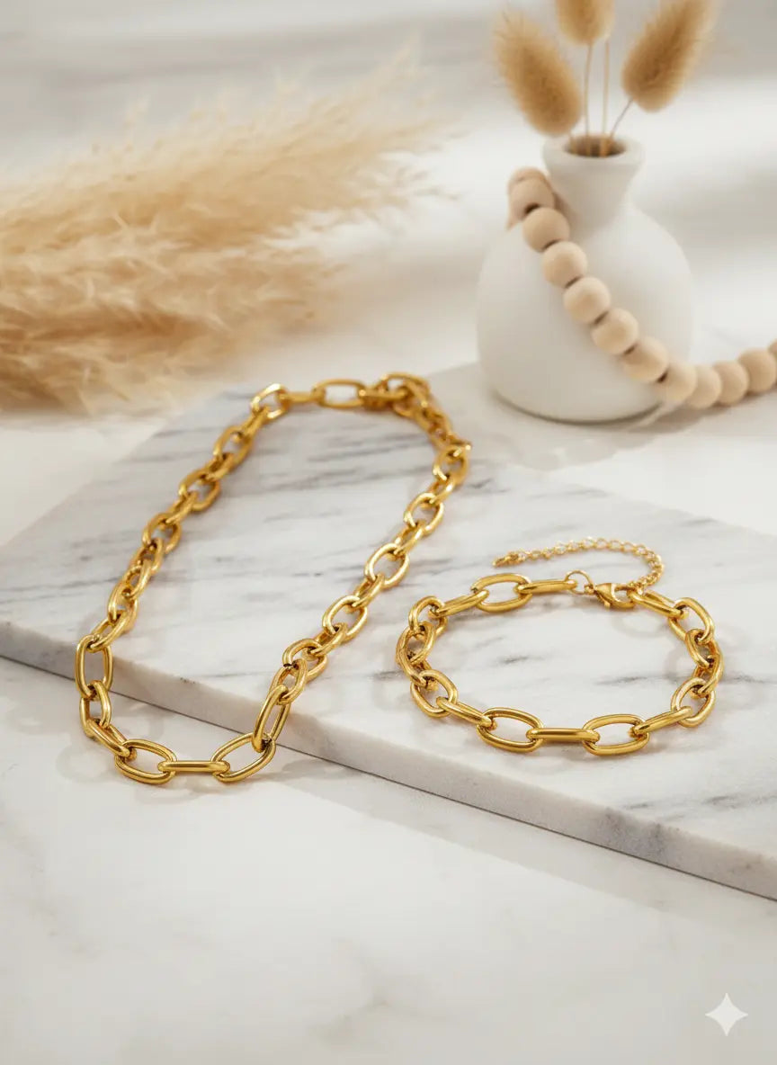 Ensemble Chaîne Épaisse en Acier Inoxydable – Aomogo (2 pièces) UMII