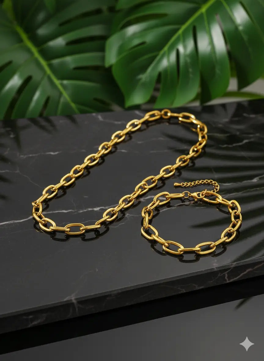 Ensemble Chaîne Épaisse en Acier Inoxydable – Aomogo (2 pièces) UMII