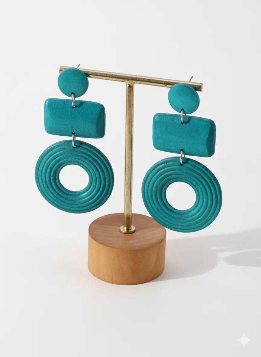 Boucles d’oreilles longues géométriques en bois – Style naturel UMII