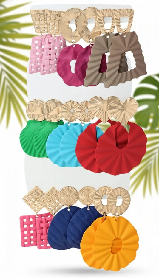 Lot de 9 paires de boucles d’oreilles géométriques colorées – Style tendance UMII