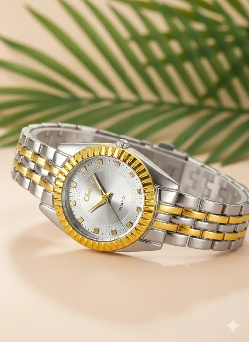 Montre Femme "Chance" + Bracelet – Quartz Élégant Bicolore UMII