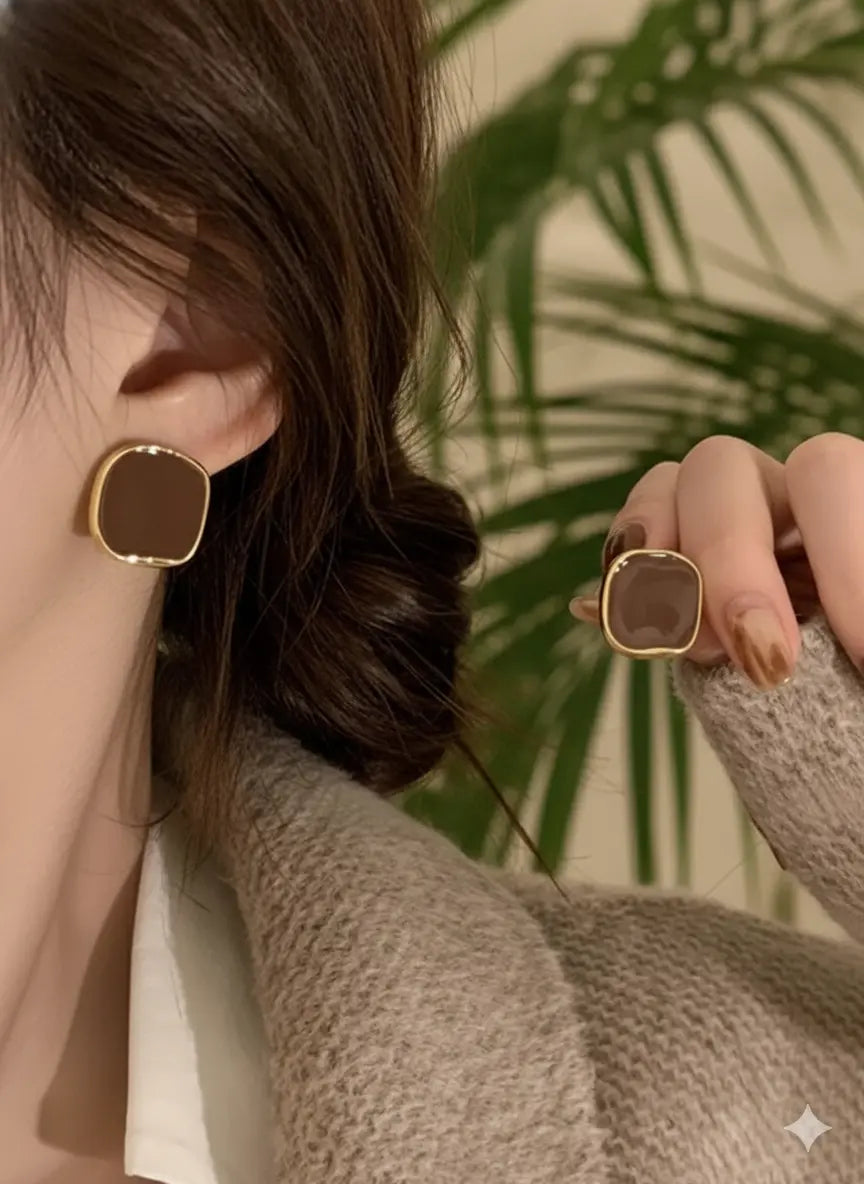 Lot de 6 Paires de Boucles d’Oreilles Carrées Style Vintage – Multicolores UMII