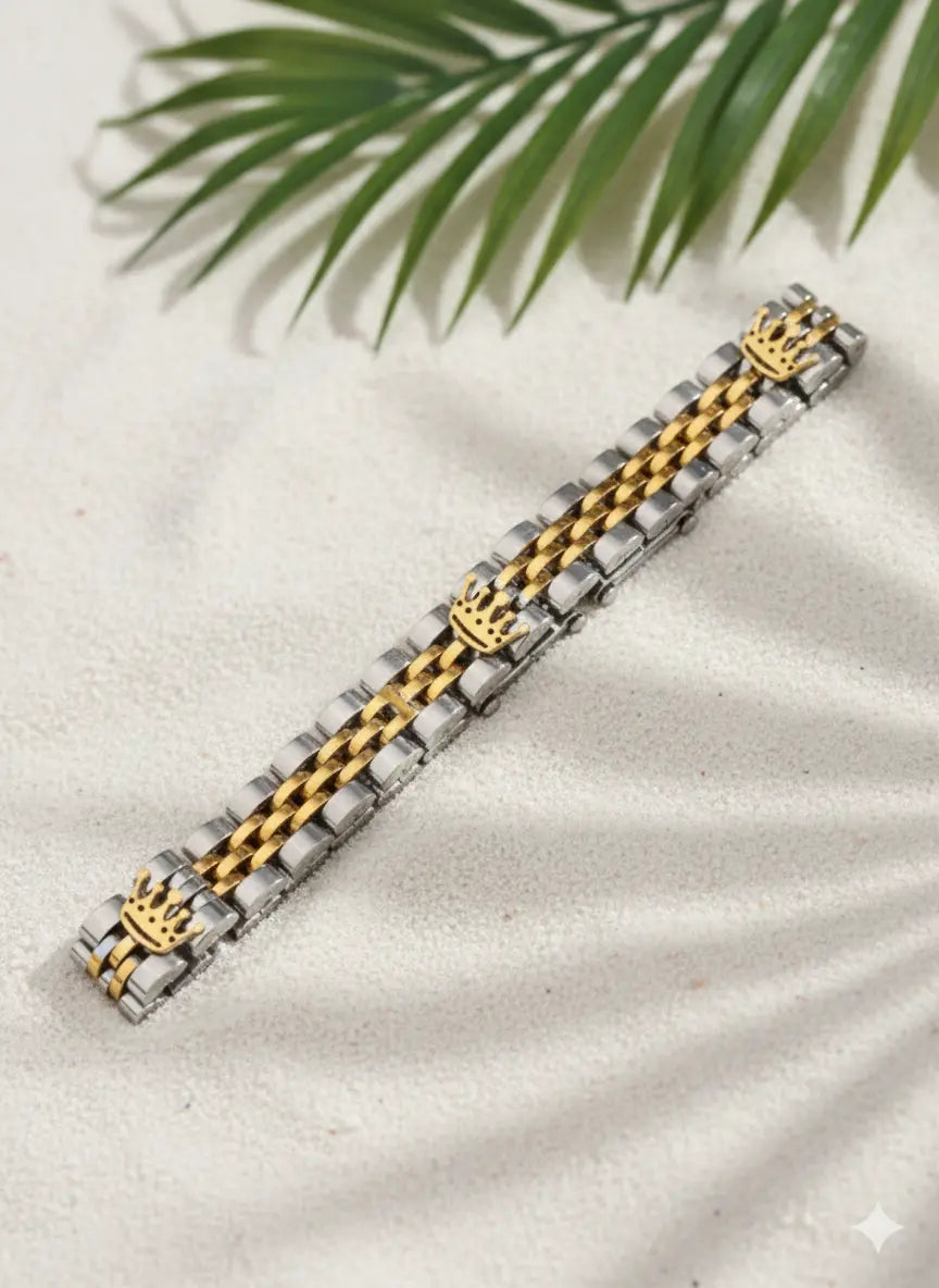 Bracelet Homme Acier Inoxydable – Design Trois Couronnes (L 20 cm) UMII