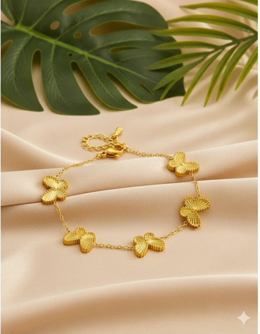 Parure Papillons 3D – Acier Inoxydable Plaqué Or UMII