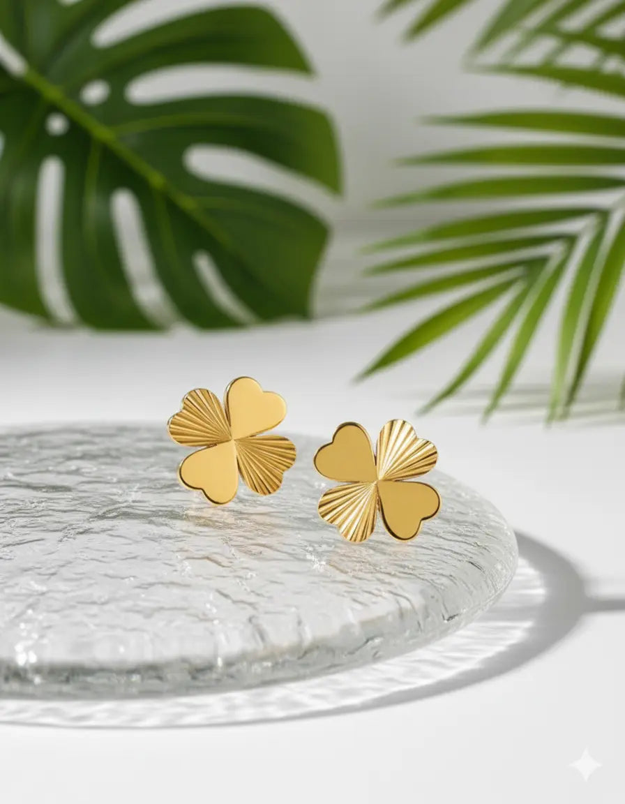 Parure Trèfle Porte-Bonheur – Acier Inoxydable Plaqué Or UMII