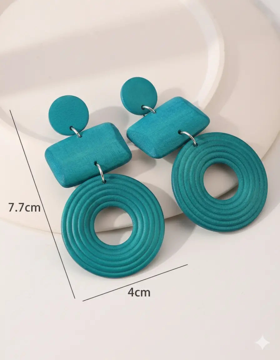 Boucles d’oreilles longues géométriques en bois – Style naturel UMII