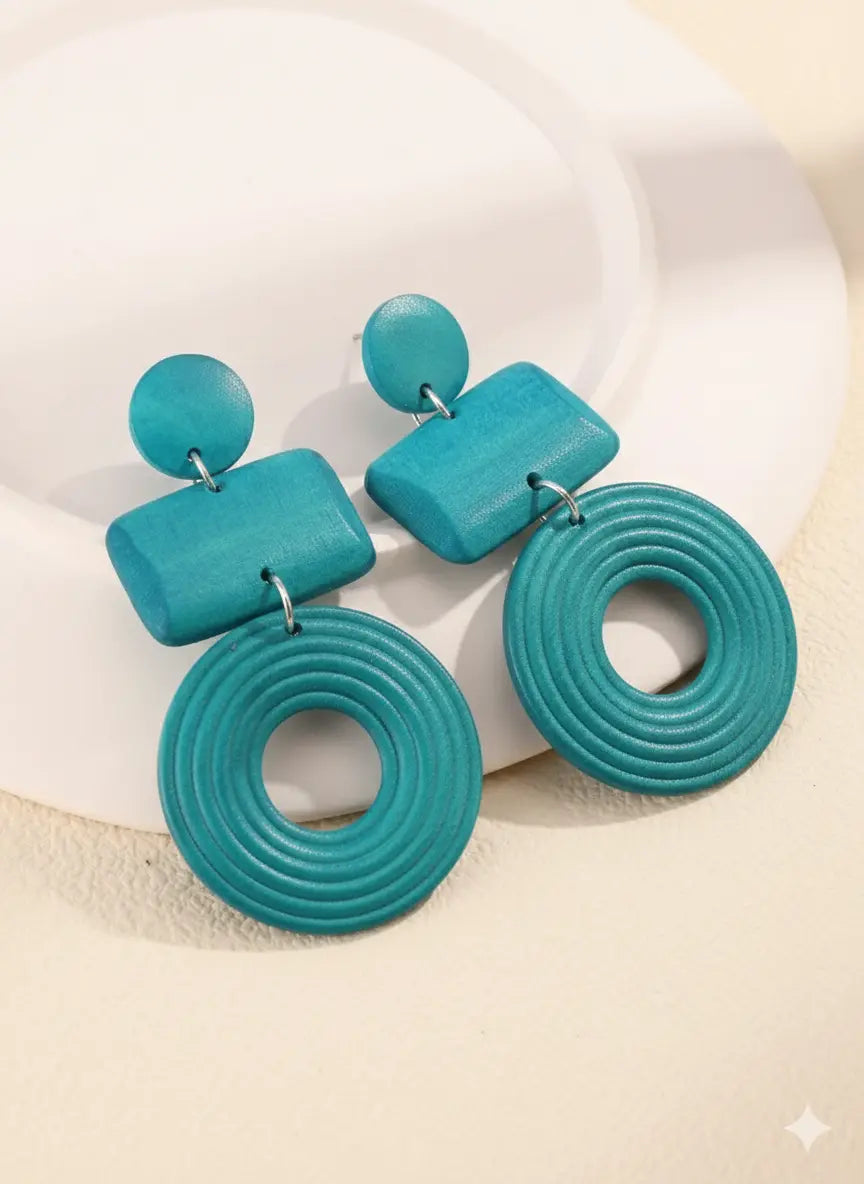 Boucles d’oreilles longues géométriques en bois – Style naturel UMII