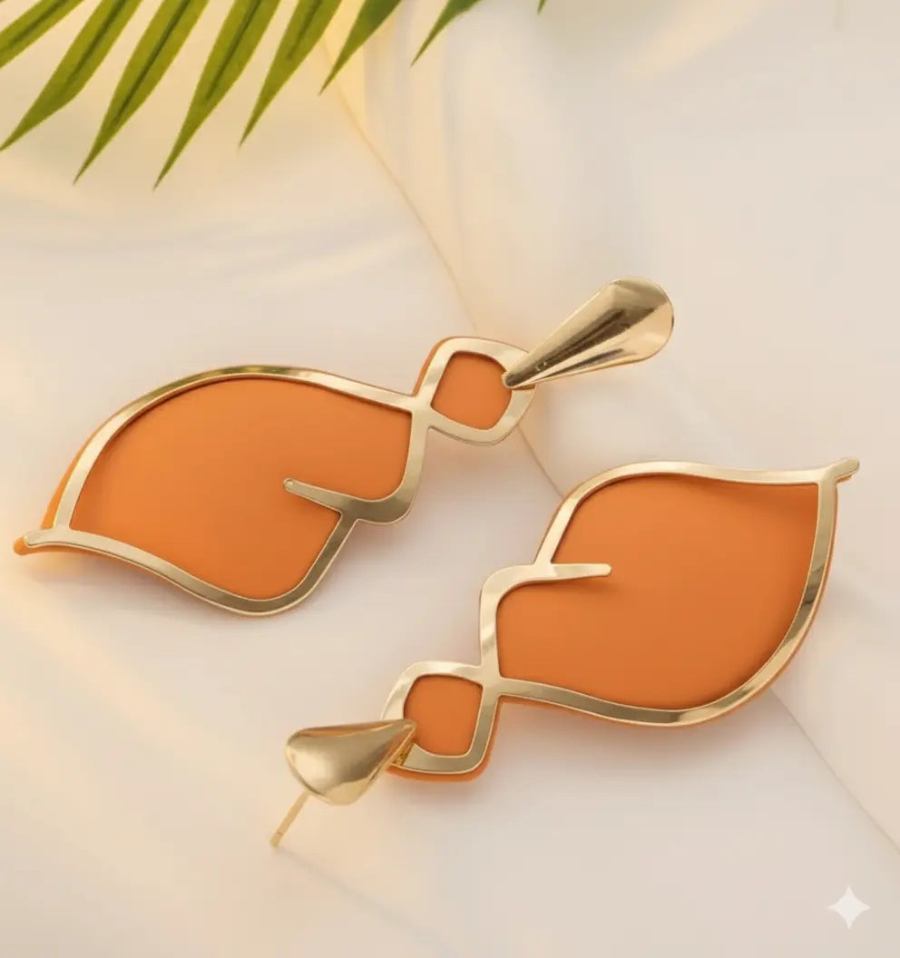Boucles d’Oreilles à Goutte Orange – Élégantes & Uniques UMII