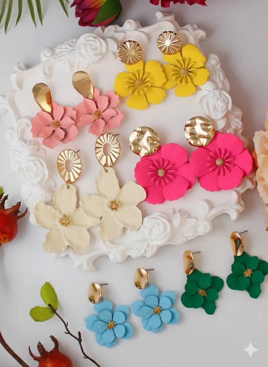 Lot de 6 paires de boucles d’oreilles fleurs exagérées – Style Vacances UMII