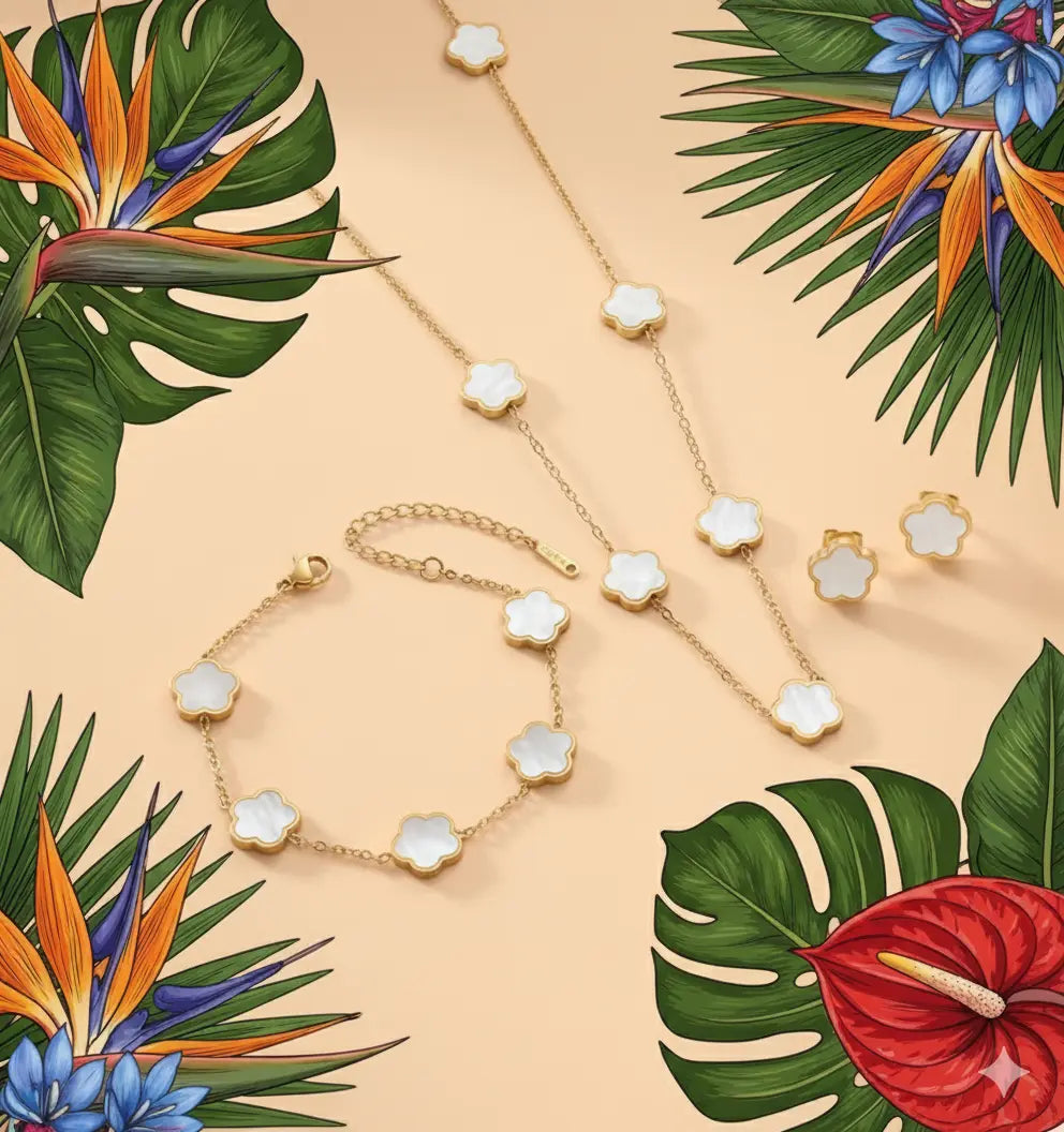 Parure en acier inoxydable – Fleur à 5 pétales UMII