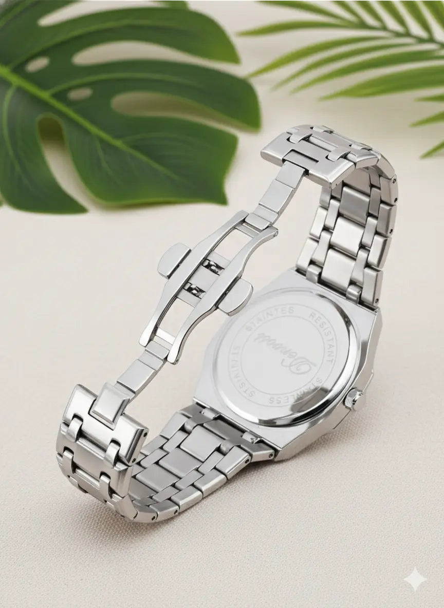 Montre Homme DENVOSI – Acier Inoxydable, Cadran Vert, Quartz & Affichage Date UMII