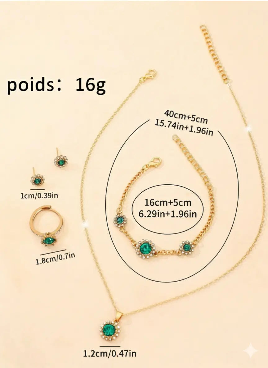 Set Bijoux Femme Luxe – Montre + Bracelet + Collier + Bague + Boucles d’oreilles UMII